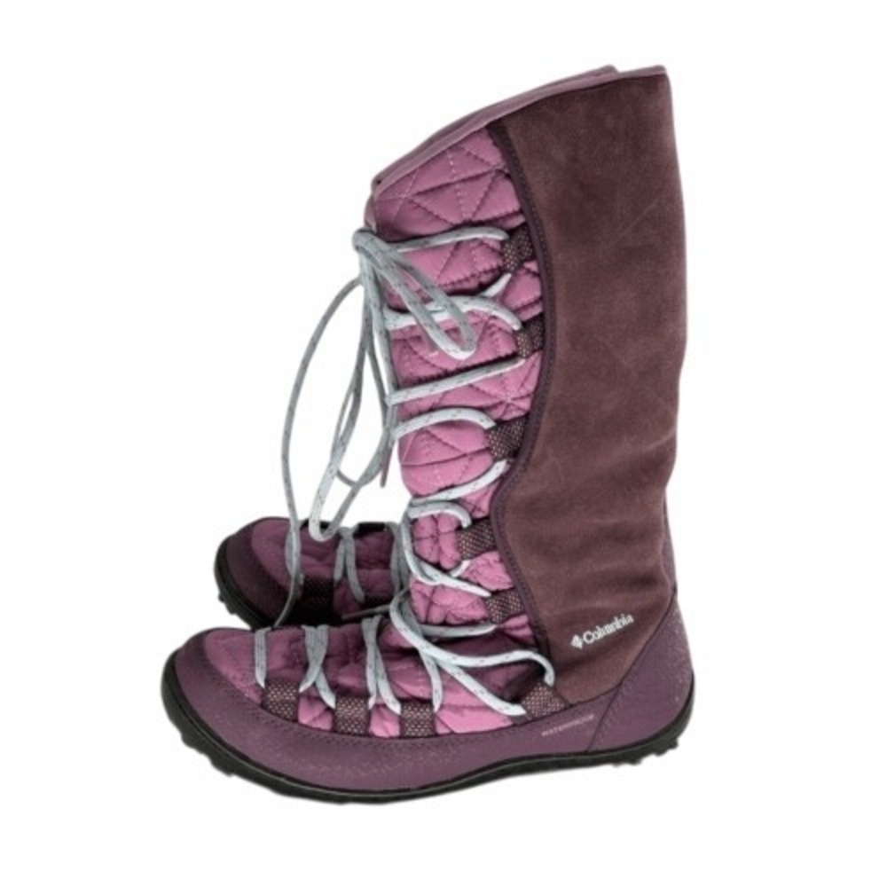 Columbia Boots Waterproof Winter‎ Tall Loveland Kids Girls 4 Purple Pink Lace Up